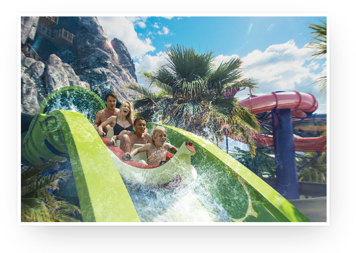 Family on a waterslide