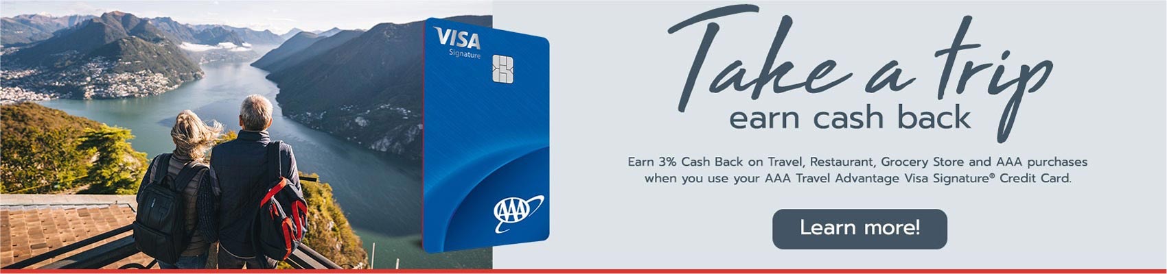 AAA Visa Advantage card logo, take a trip.