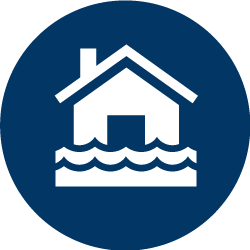 Icon of a house flooding.
