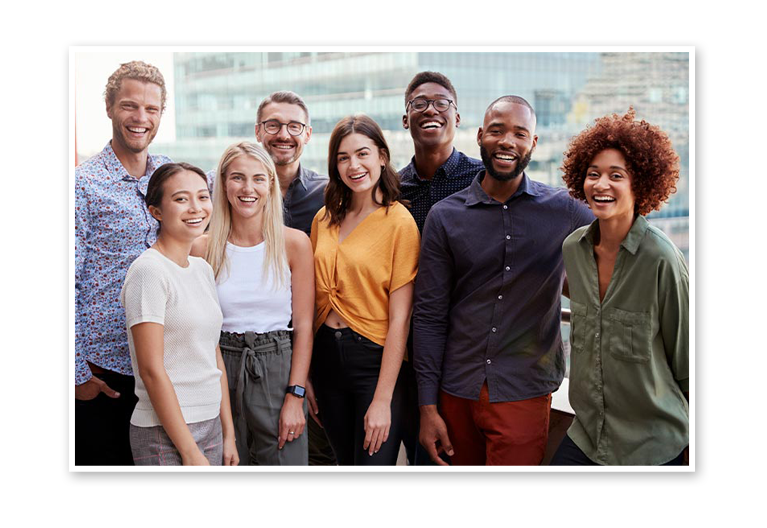 diverse community of people smiling 