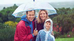 A family under an umbrella