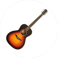 an image of a brown guitar on a white background
