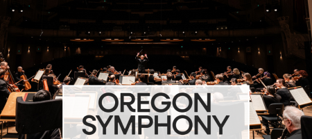 Oregon Symphony. Orchestra in background.
